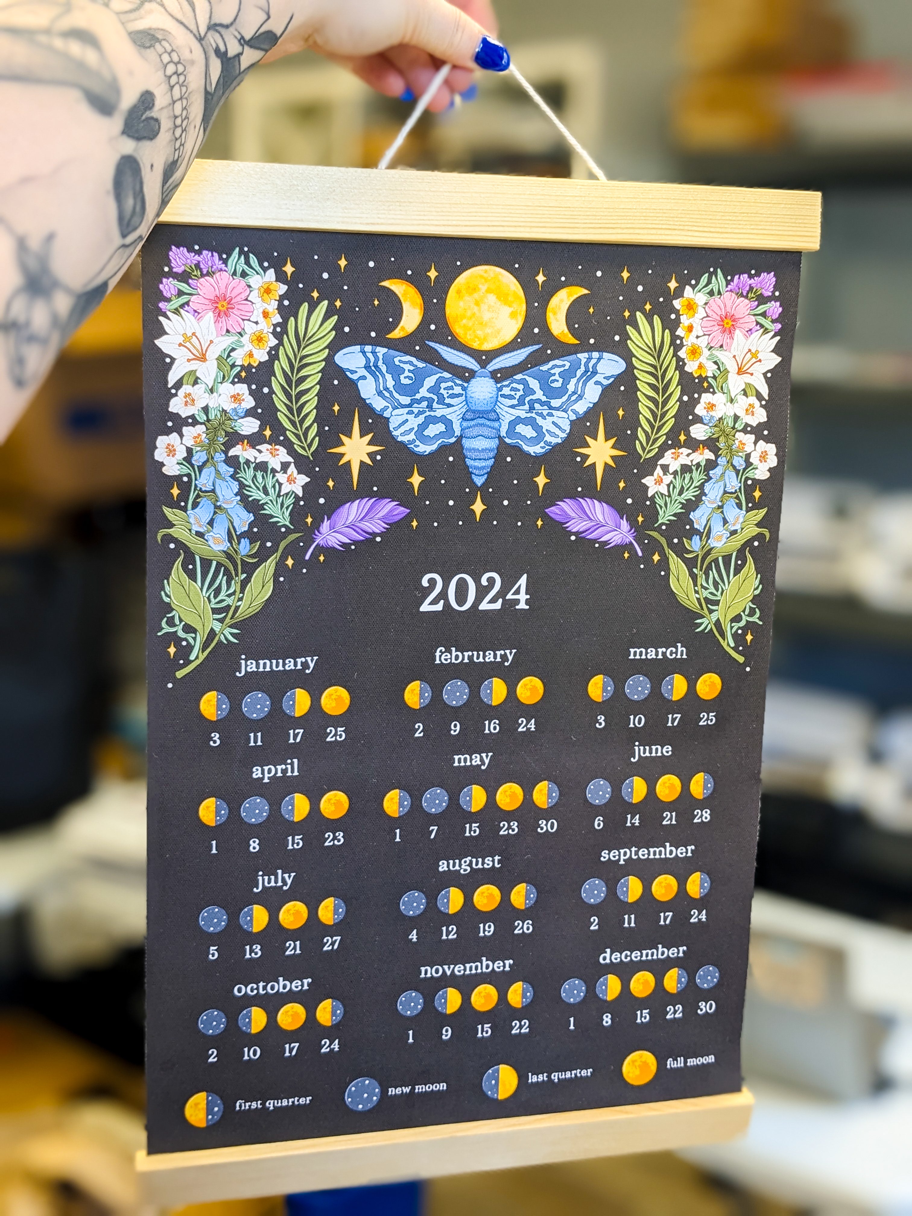 2024 Black Cat and Moon Lunar Magnetic Calendar