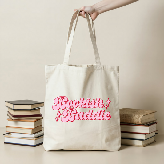 a person holding a white bag over a stack of books