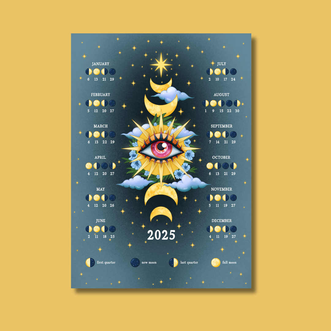 2025 Magic Eye Moon Phase Lunar Magnetic Calendar | Indigo Maiden- Indigo Maiden 2025-magic-eye-moon-phase-lunar-magnetic-calendar-indigo-maiden-indigo-maiden