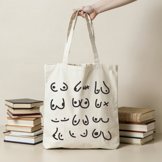 a person holding a white bag over a stack of books