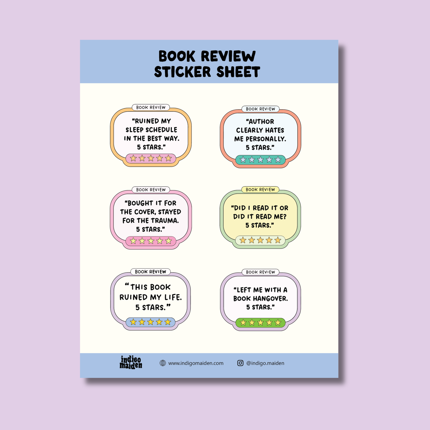 Book Review Sticker Sheet