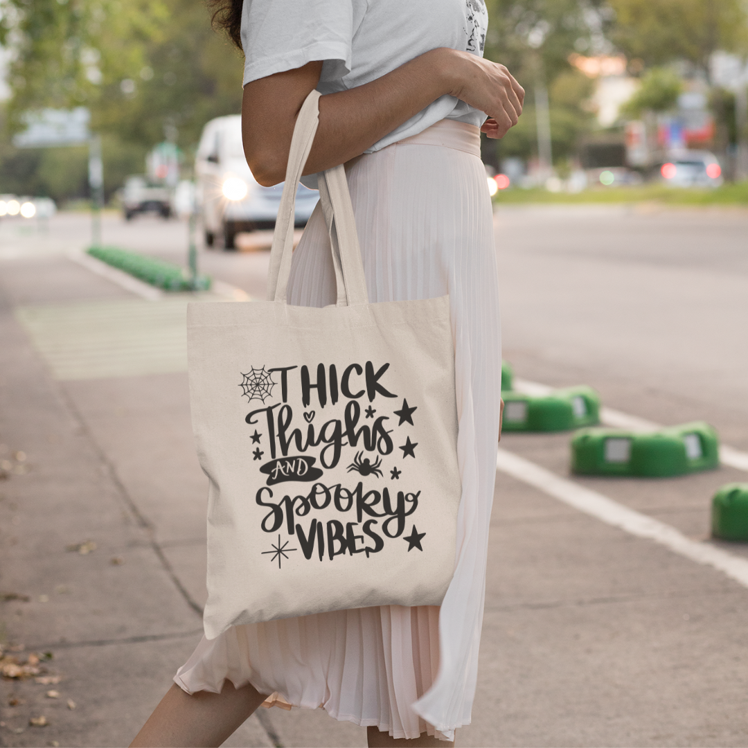 Thick Thighs and Spooky Vibes Tote Bag