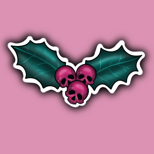 Witchy Holly Skull Berry Sticker