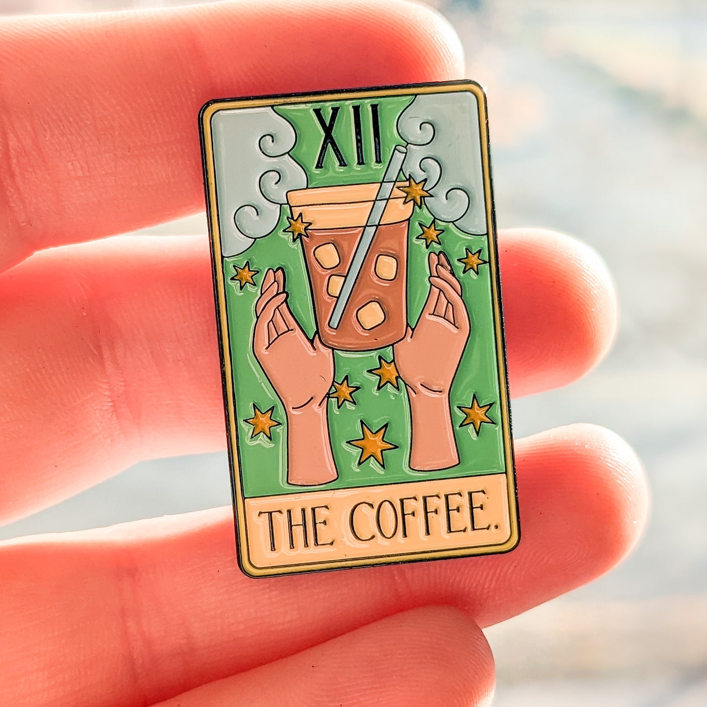 The Coffee Tarot Card Enamel Pin