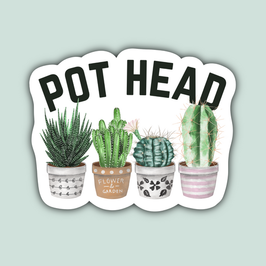 Pot Head Plant Lover Gardener Sticker