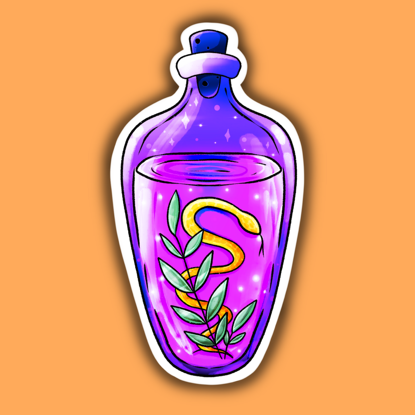 Snake and Rosemary Potion Bottle Sticker