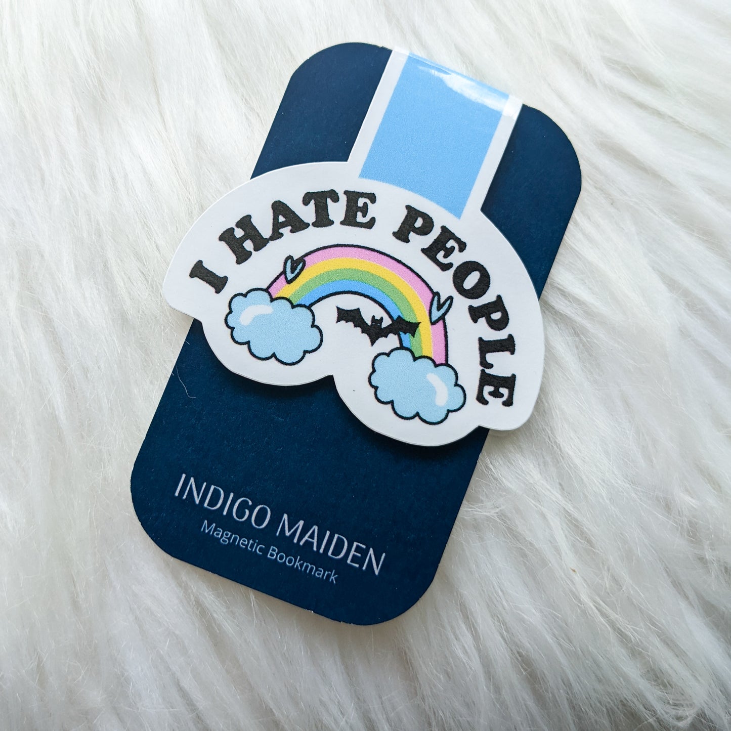 I Hate People Rainbow Pastel Goth Magnetic Bookmark